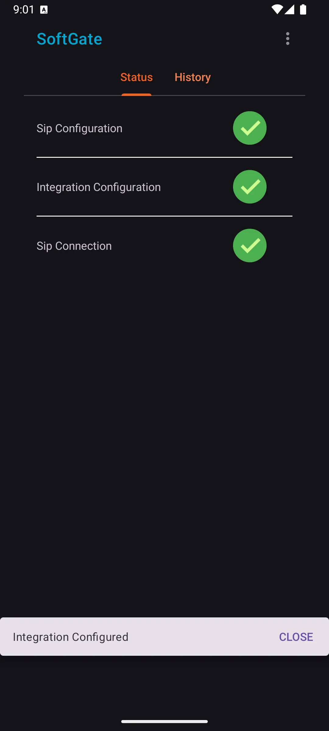 integration snackbar